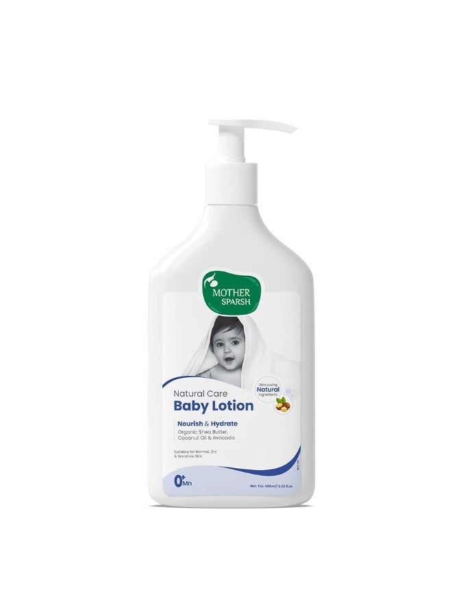 موذر سبارش لوشن جسم الأطفال الطبيعي من ماذر سبارش - 400 مل | لوشن للأطفال لجميع أنواع البشرة | مع زبدة الشيا العضوية وزيت جوز الهند والأفوكادو | مناسب للبشرة الحساسة لحديثي الولادة - Image 1