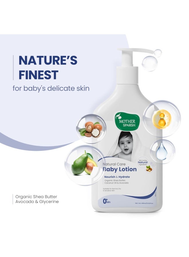 موذر سبارش لوشن جسم الأطفال الطبيعي من ماذر سبارش - 400 مل | لوشن للأطفال لجميع أنواع البشرة | مع زبدة الشيا العضوية وزيت جوز الهند والأفوكادو | مناسب للبشرة الحساسة لحديثي الولادة - Image 4