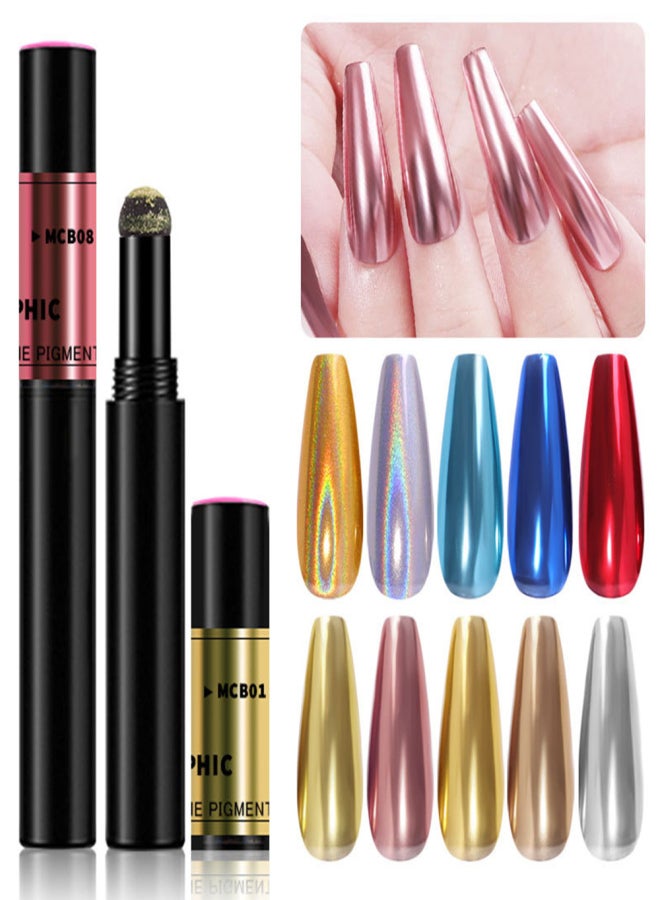 Nail Powder Pen Mirror Effect Nail Glitter Decor Pen Manicure Pigment Equipment Chrome Effect Nail Powder - Image 3
