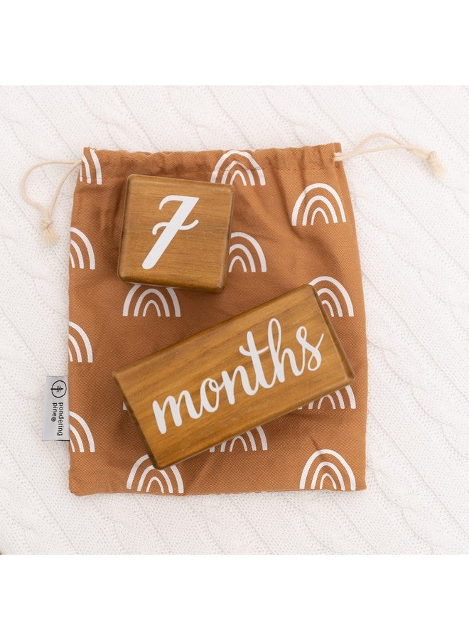 Pondering Pine Baby Milestone Blocks Natural Pine Wood With Weeks Months Years Grade Milestones Age Block Set With Boho Rainbow Bag, Newborn Weekly Monthly First Year Picture Props, Earth Friendly - Image 4