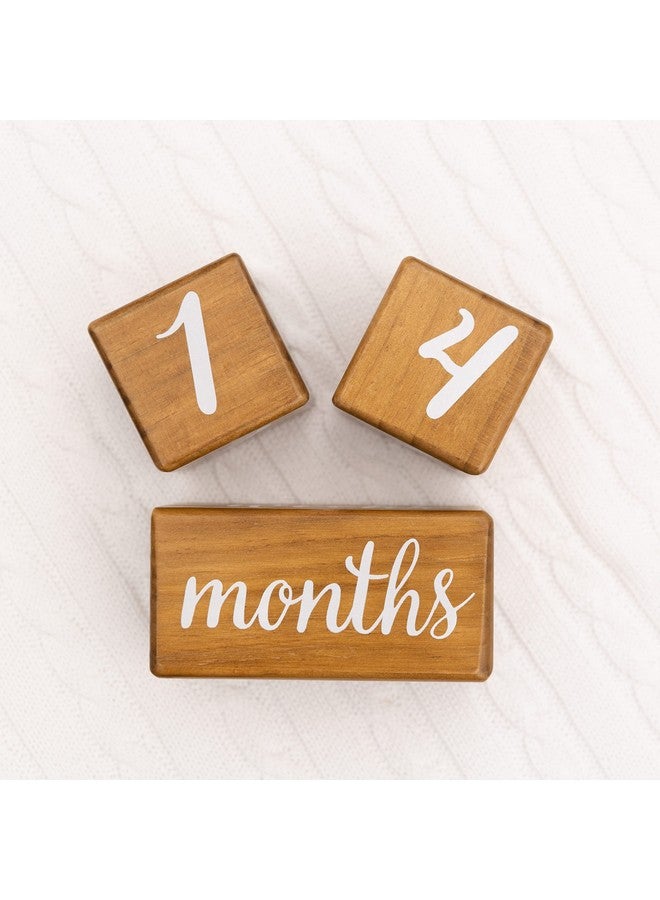 Pondering Pine Baby Milestone Blocks Natural Pine Wood With Weeks Months Years Grade Milestones Age Block Set With Boho Rainbow Bag, Newborn Weekly Monthly First Year Picture Props, Earth Friendly - Image 2