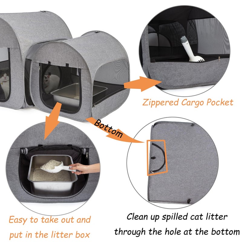 LUCKITTY Portable Cat Playpen, Delivery Room, Enclosure, Postoperative Recovery, House Design for Better Standing, Foldable Pet Tent for Indoor and Outdoor Use, Cat Houses & Condos Dark Gray - Image 4
