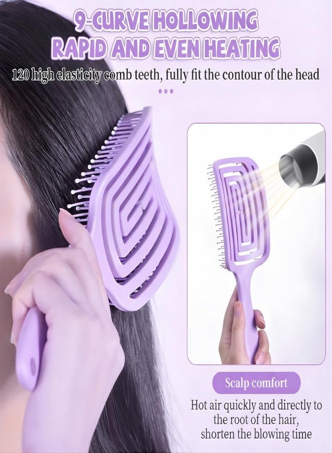 KAIDAA 3D Detangling Hair Brush for Women & Men - Pain Free Wet & Dry Hair Brush for Curly, Straight & Frizzy Hair | Reduces Breakage & Tangles | Premium Scalp Massage Brush - Purple - Image 4