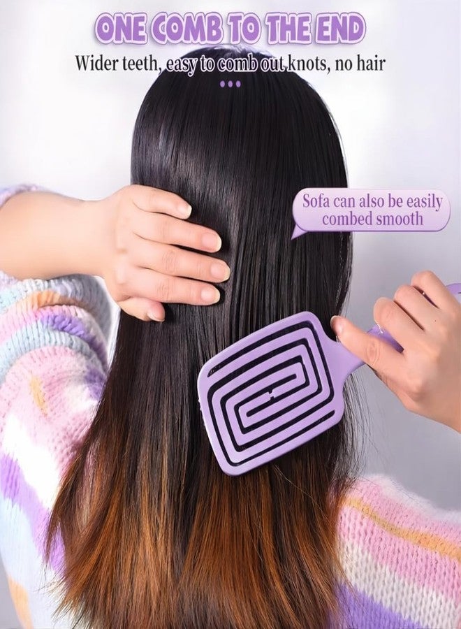 KAIDAA 3D Detangling Hair Brush for Women & Men - Pain Free Wet & Dry Hair Brush for Curly, Straight & Frizzy Hair | Reduces Breakage & Tangles | Premium Scalp Massage Brush - Purple - Image 2