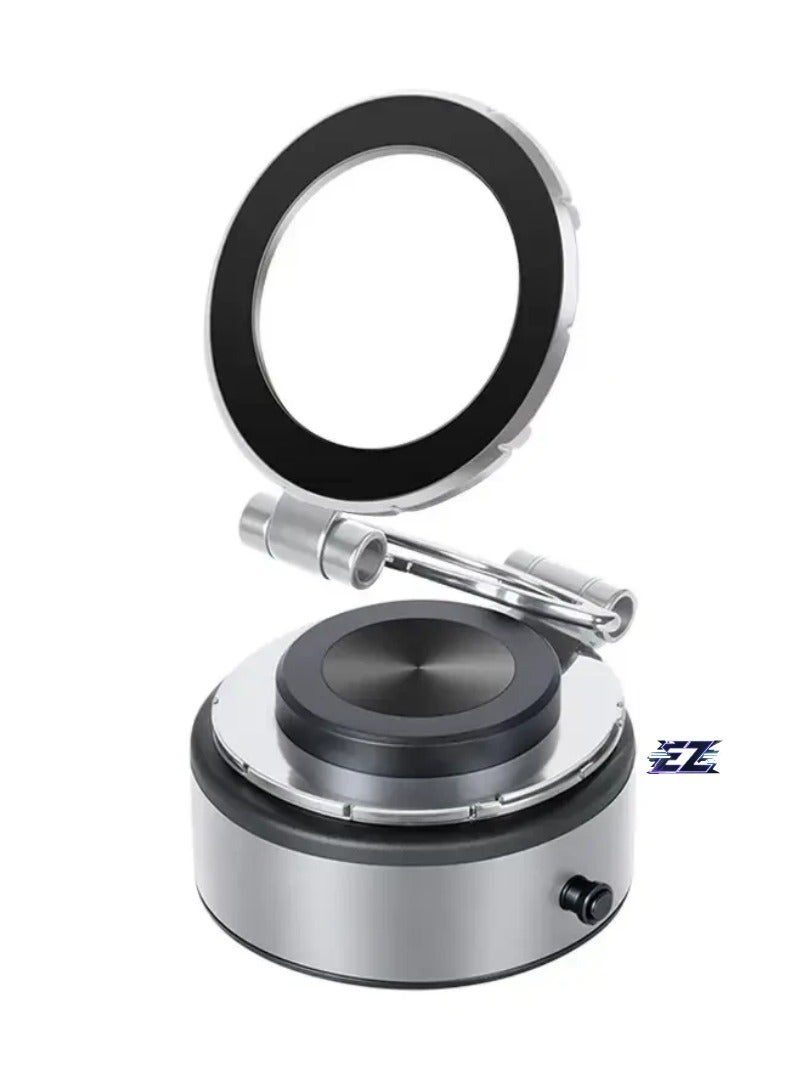 ELTRAZONE Triaxial Fold 360° Endless Adjustment Phone Holder, N52 Strong Magnetic Adsorption, Electrovacuum Suction, Snap Open Key, Universal Phone Mount for Car, Office, and More - Image 1