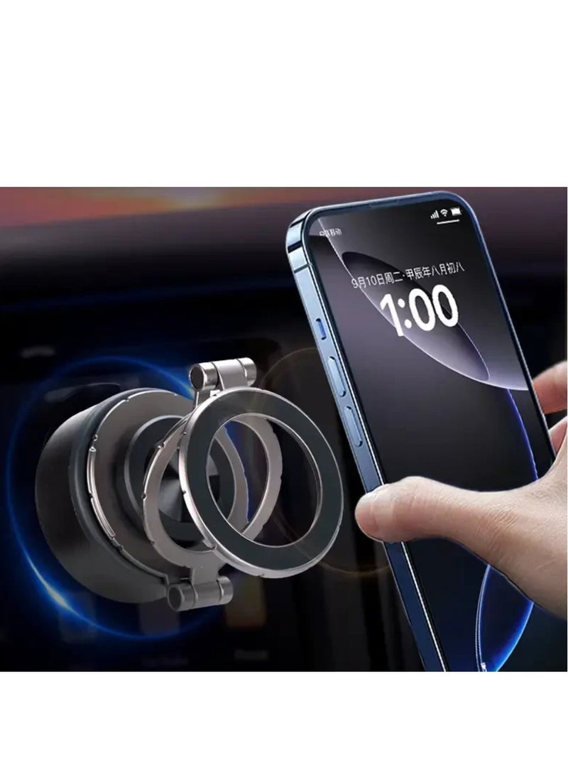 ELTRAZONE Triaxial Fold 360° Endless Adjustment Phone Holder, N52 Strong Magnetic Adsorption, Electrovacuum Suction, Snap Open Key, Universal Phone Mount for Car, Office, and More - Image 2