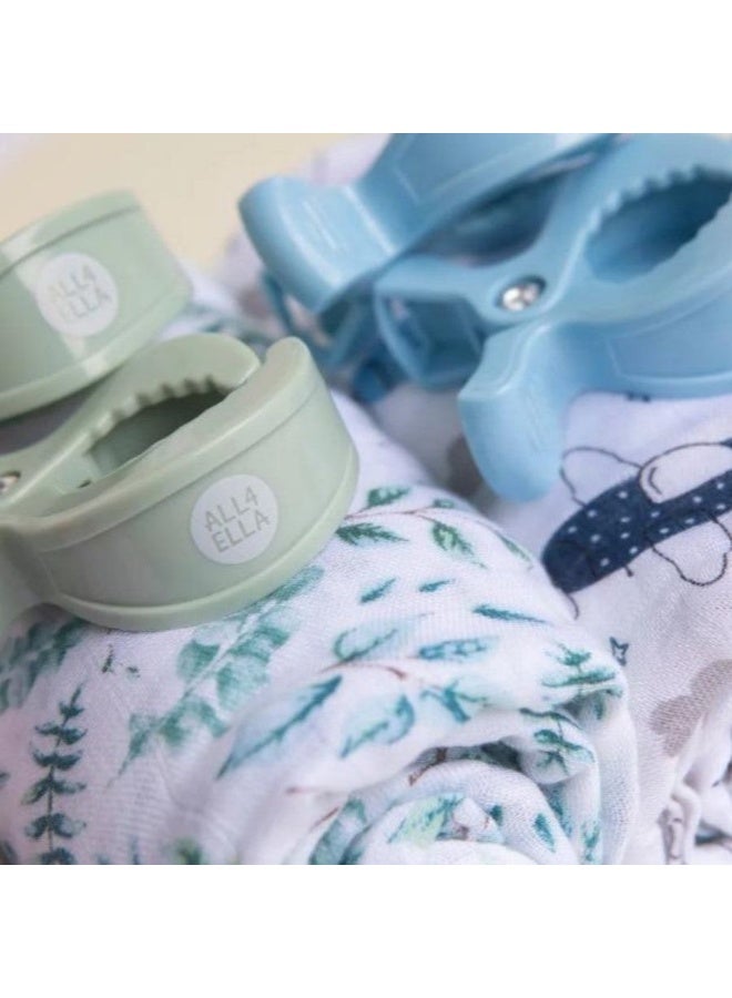 All4Ella Pram Pegs 4 Pack - Sage & Forest Green - Image 3