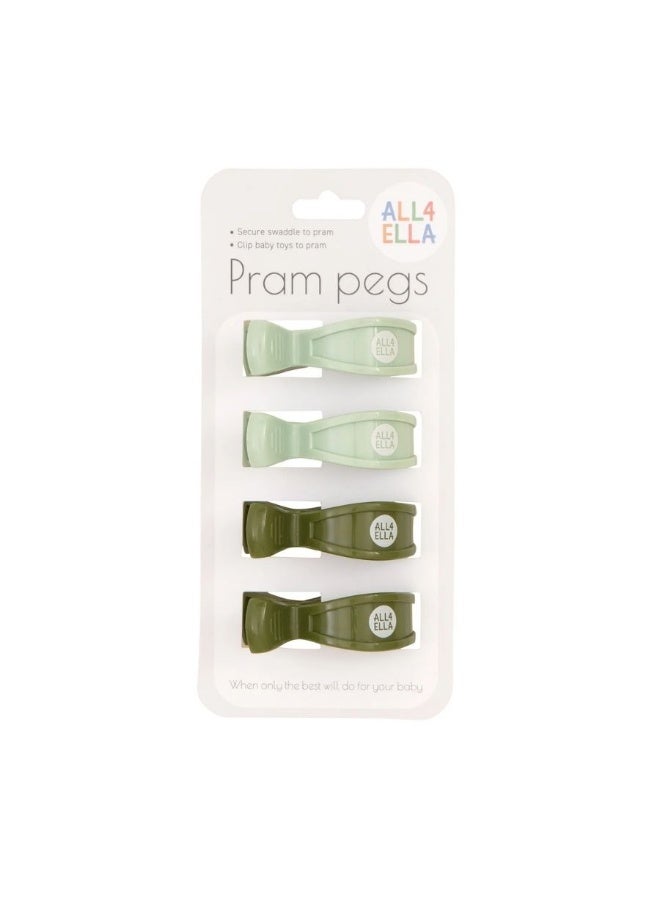 All4Ella Pram Pegs 4 Pack - Sage & Forest Green - Image 4
