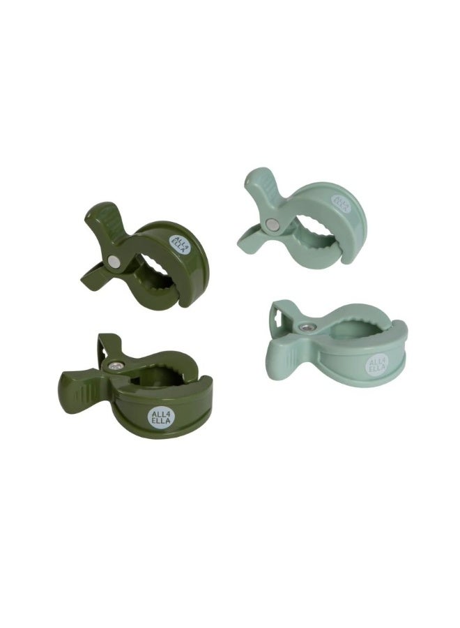 All4Ella Pram Pegs 4 Pack - Sage & Forest Green - Image 1