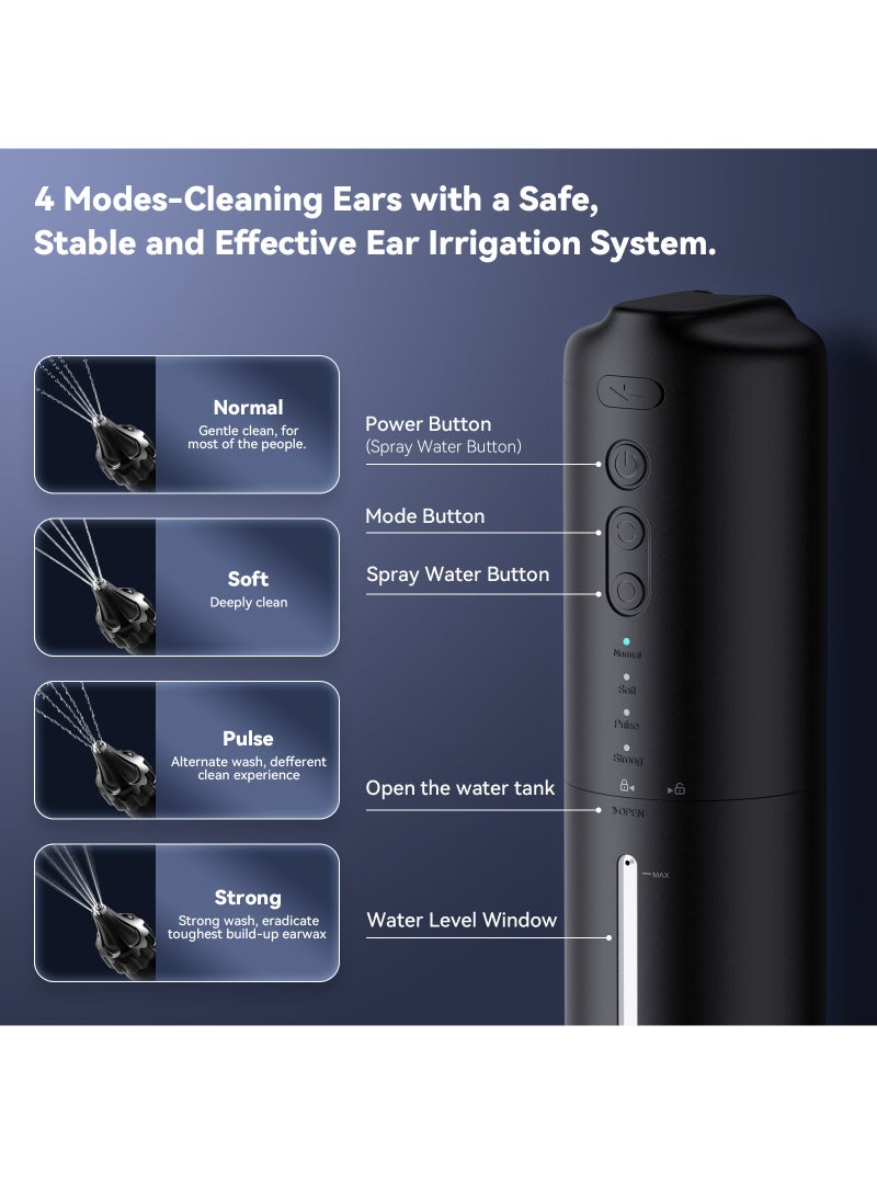 Ear Wax Removal - Electric Ear Irrigation Flushing System - Water Powered Ear Cleaner with 4 Pressure Modes - Safe and Effective Ear Cleaning Tool - Water Resistant USB Rechargeable - Image 3
