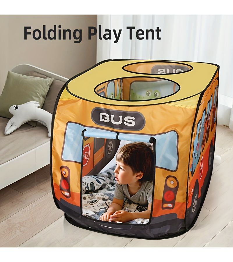 Fire Truck Tent Foldable Kids Pop Up Activity Center Playhouse with Skylight Indoor Outdoor Picnic Birthday Gift Thanksgiving Halloween Christmas Holiday Fun Toys for Boys Girls - Image 1