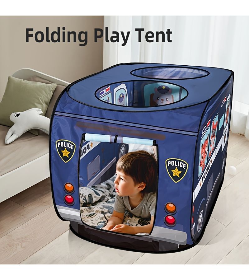 Fire Truck Tent Foldable Kids Pop Up Activity Center Playhouse with Skylight Indoor Outdoor Picnic Birthday Gift Thanksgiving Halloween Christmas Holiday Fun Toys for Boys Girls - Image 3