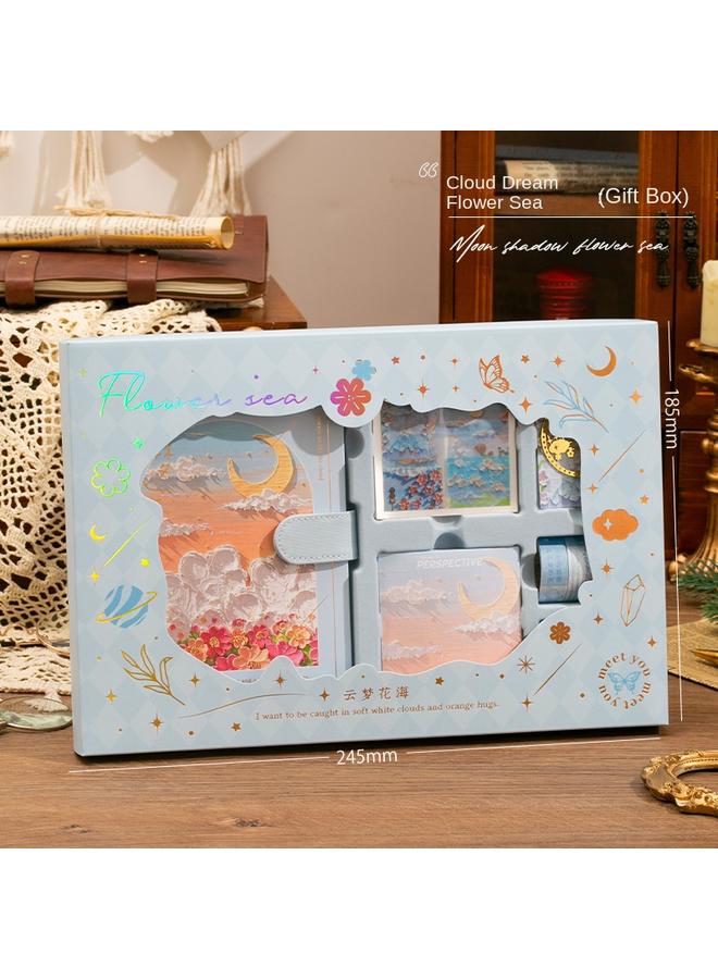 Bluejw Oil Painting Stick Hand Account Book Gift Box Suit Girl Heart Girl Hand Account Thickened Notepad Ins Style Primary School Student Gift - Image 1