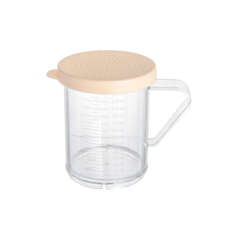 Restaurantware RW Base 10 Ounce Clear Plastic Dredge Spice Shaker 1 Reusable Dry Rub Shaker  Includes Beige Perforated Lid With Handle Clear Polycarbonate Spice Shaker For Fine Seasonings