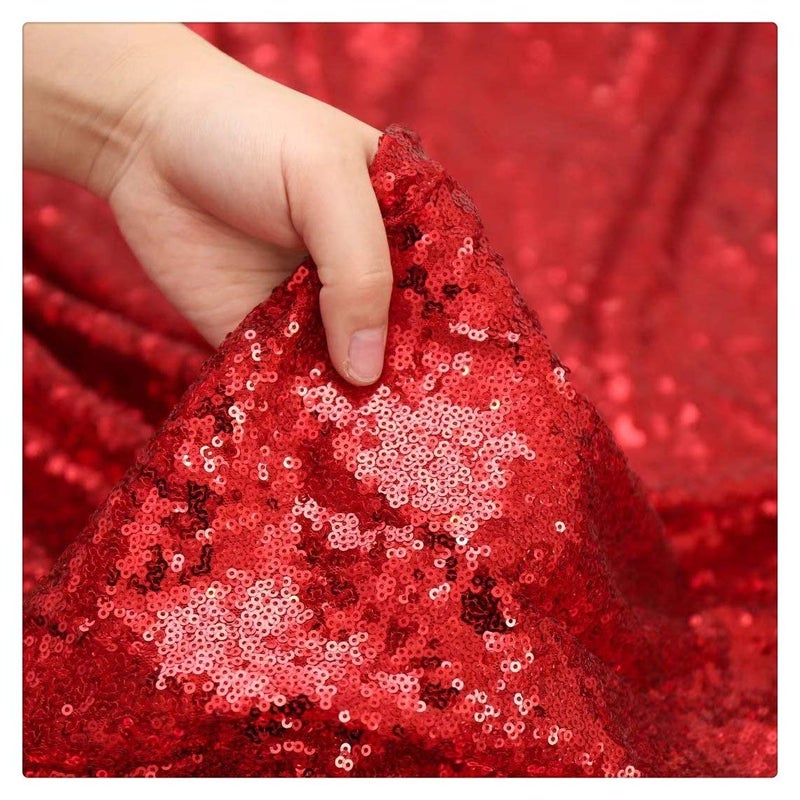 B.Cool B-COOL Red Sequin Tablecloth Christmas Fabric: Sparkle Table Cloth for Birthday Head Tables Party Xmas Indoor Outdoor Event 60x102inch - Image 5