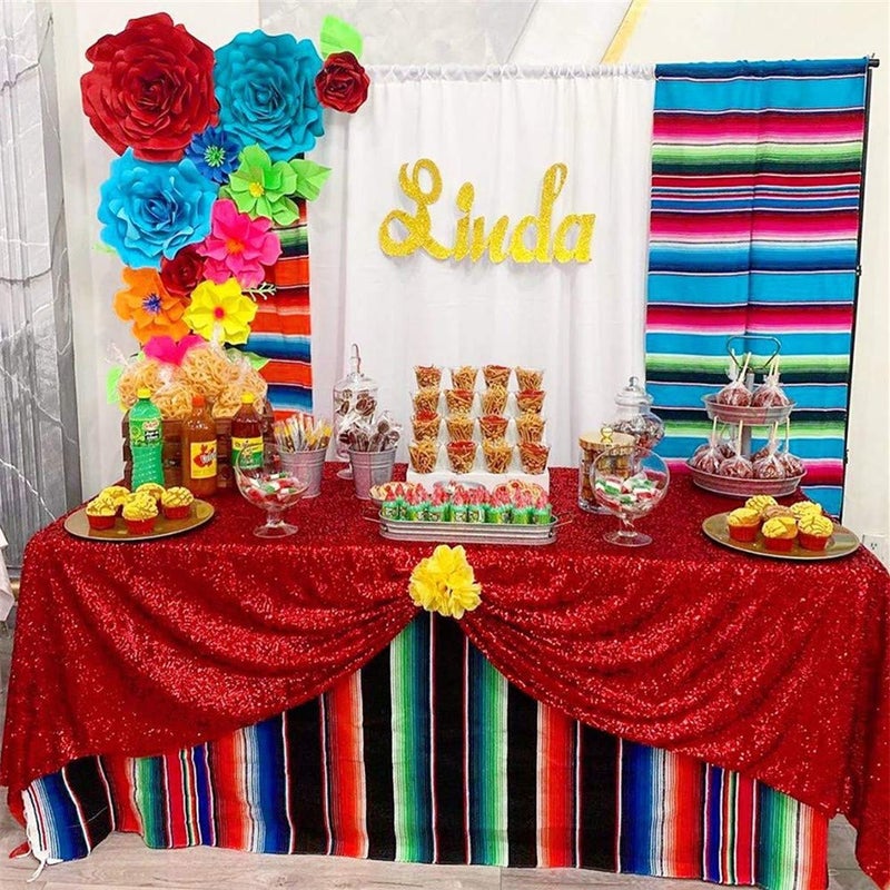 B.Cool B-COOL Red Sequin Tablecloth Christmas Fabric: Sparkle Table Cloth for Birthday Head Tables Party Xmas Indoor Outdoor Event 60x102inch - Image 2
