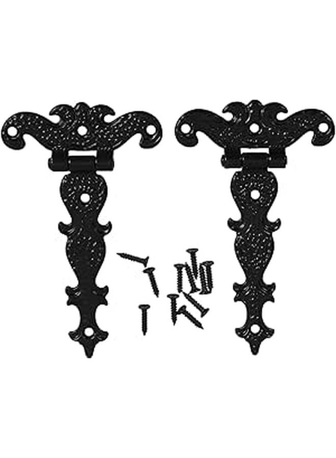 Vintage Black Zinc Alloy Lift Off Door Hinges 4 45 Inch T Shape 2 Pieces - Image 1