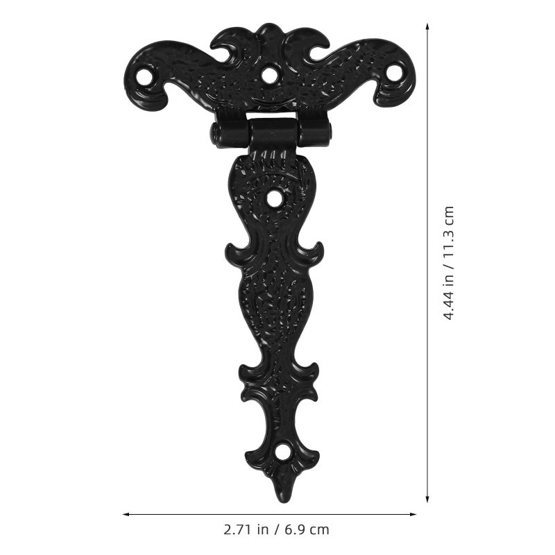 Vintage Black Zinc Alloy Lift Off Door Hinges 4 45 Inch T Shape 2 Pieces - Image 3