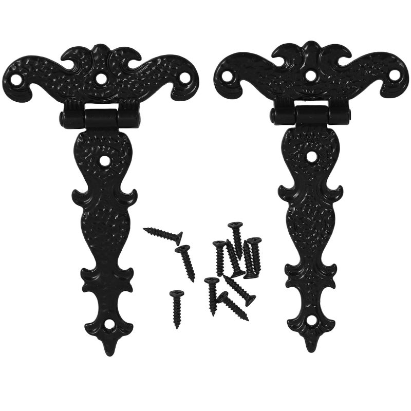 Vintage Black Zinc Alloy Lift Off Door Hinges 4 45 Inch T Shape 2 Pieces - Image 2
