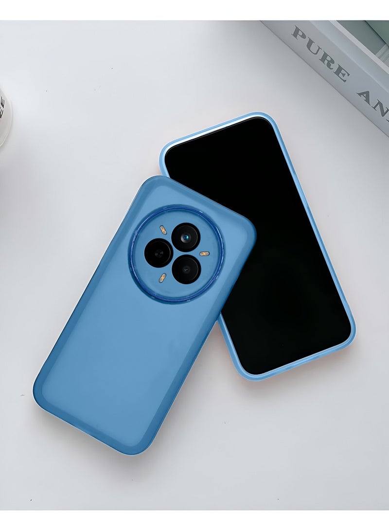 Wtech Realme 14 Pro 5G 2025 Soft Transparent TPU Camera Protection Silicone Ultra Thin Phone Stylish Electroplated Camera Border Back Case Cover - Blue - Image 2