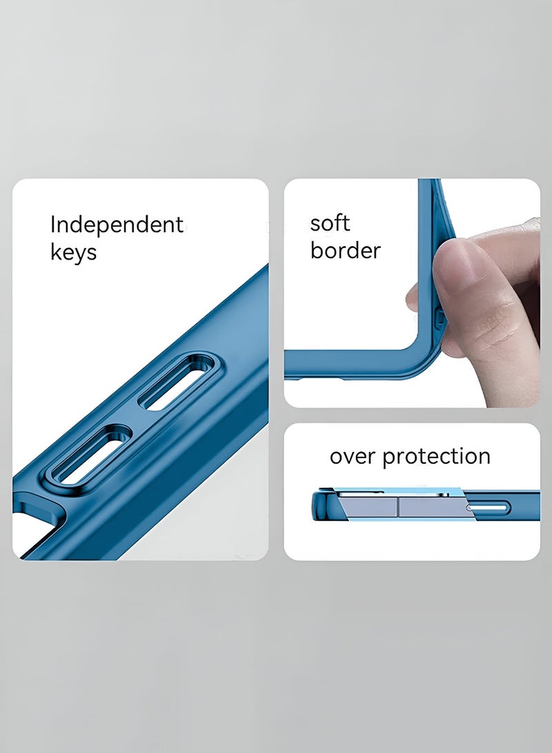 Wtech Realme 14 Pro 5G 2025 Soft Transparent TPU Camera Protection Silicone Ultra Thin Phone Stylish Electroplated Camera Border Back Case Cover - Blue - Image 5