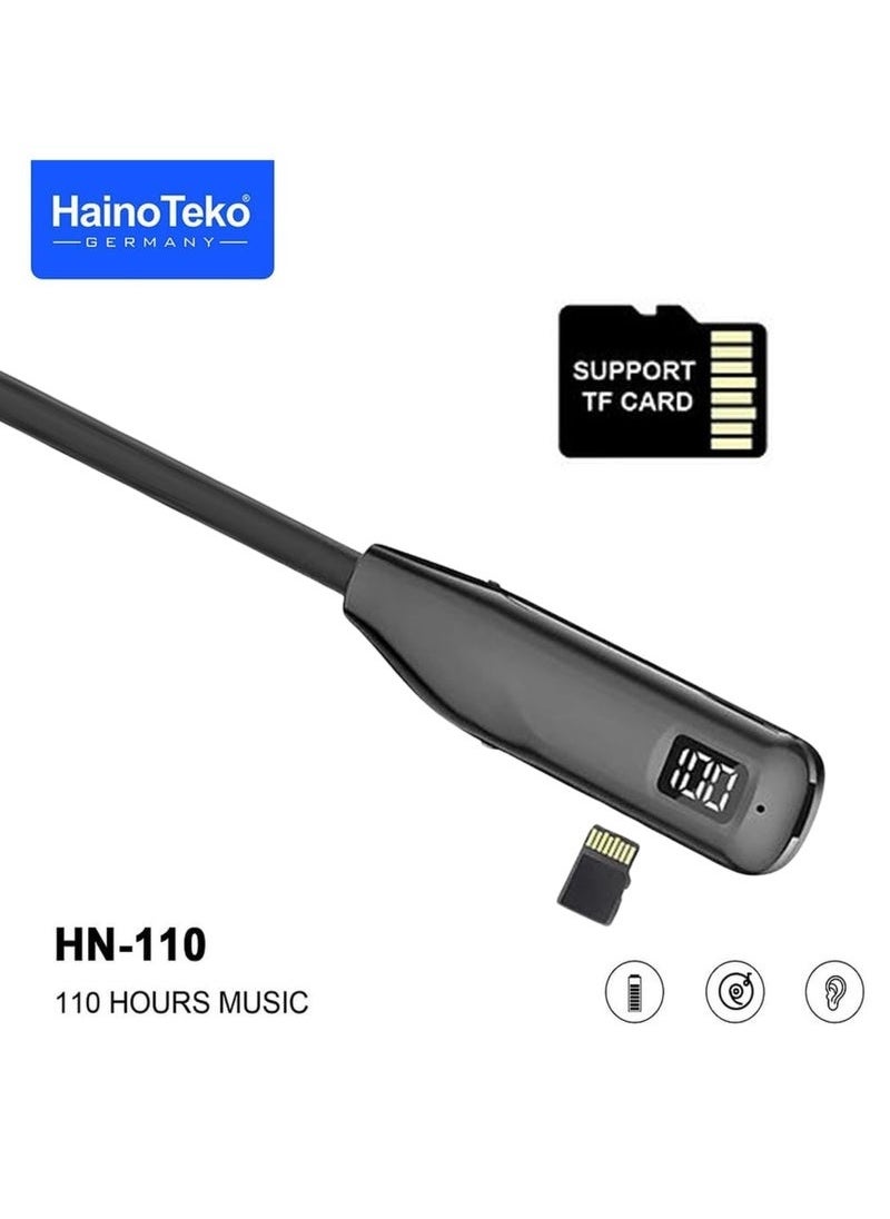 Haino Teko Haino Teko Germany HN110 Bluetooth Neckband Earphones – 110-Hour Playtime, High Bass Sound Quality, Super Clear Mic, TF Card Support, Bluetooth 5.3, Ergonomic Design,  - Image 2
