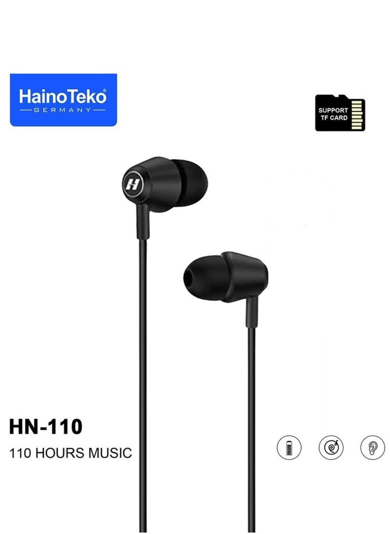 Haino Teko Haino Teko Germany HN110 Bluetooth Neckband Earphones – 110-Hour Playtime, High Bass Sound Quality, Super Clear Mic, TF Card Support, Bluetooth 5.3, Ergonomic Design,  - Image 3
