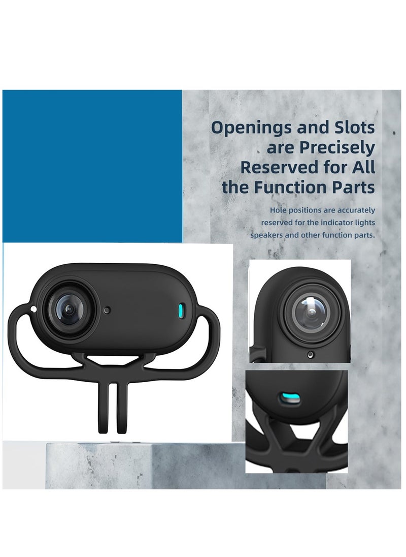 سيوسي - حافظة واقية لجهاز Insta360 GO 3، إطار أفقي من السيليكون، لملحقات كاميرا Insta360 GO 3 (أسود) - Image 1