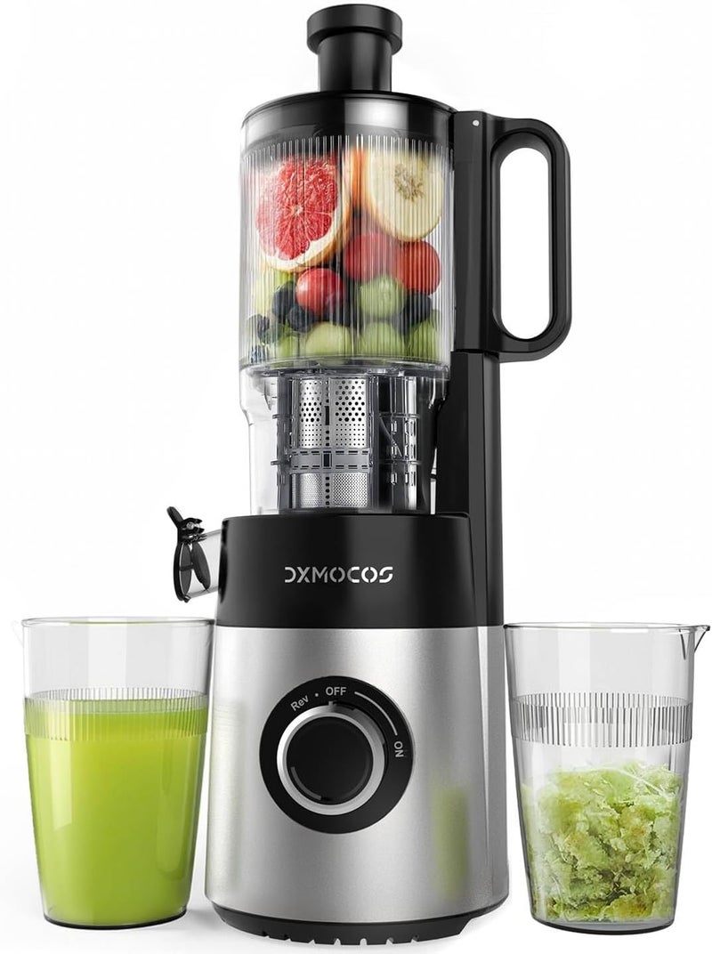 Dxmocos Cold Press Juicer Machine, 5.2" Wide Feed Chute Juice Extractor, 54 oz Large Hopper, Easy to Clean & High Juice Yield, BPA Free, Slow Masticating Juicer for Whole Fruits & Vegetables - Image 1