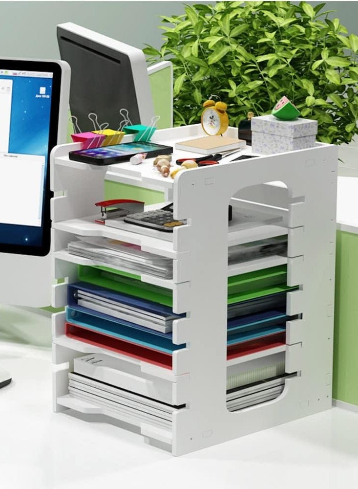 TPGP Adjustable Letter Tray Organiser, 5 Tier Desk Document File Organiser A4 Paper Sorter for School Home Office Supplies  - Image 3