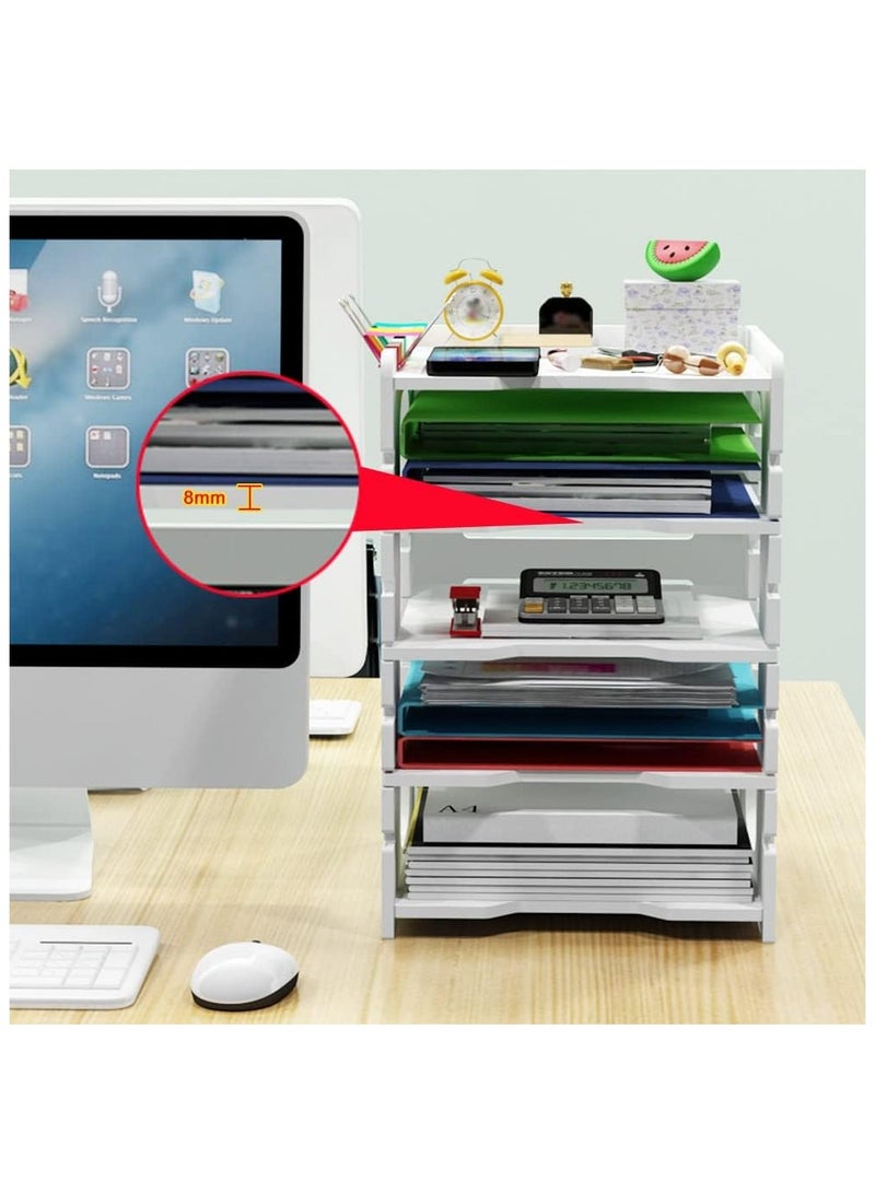 TPGP Adjustable Letter Tray Organiser, 5 Tier Desk Document File Organiser A4 Paper Sorter for School Home Office Supplies  - Image 2