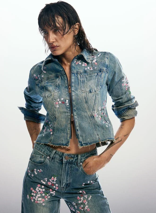 Desigual Embroidered denim jacket