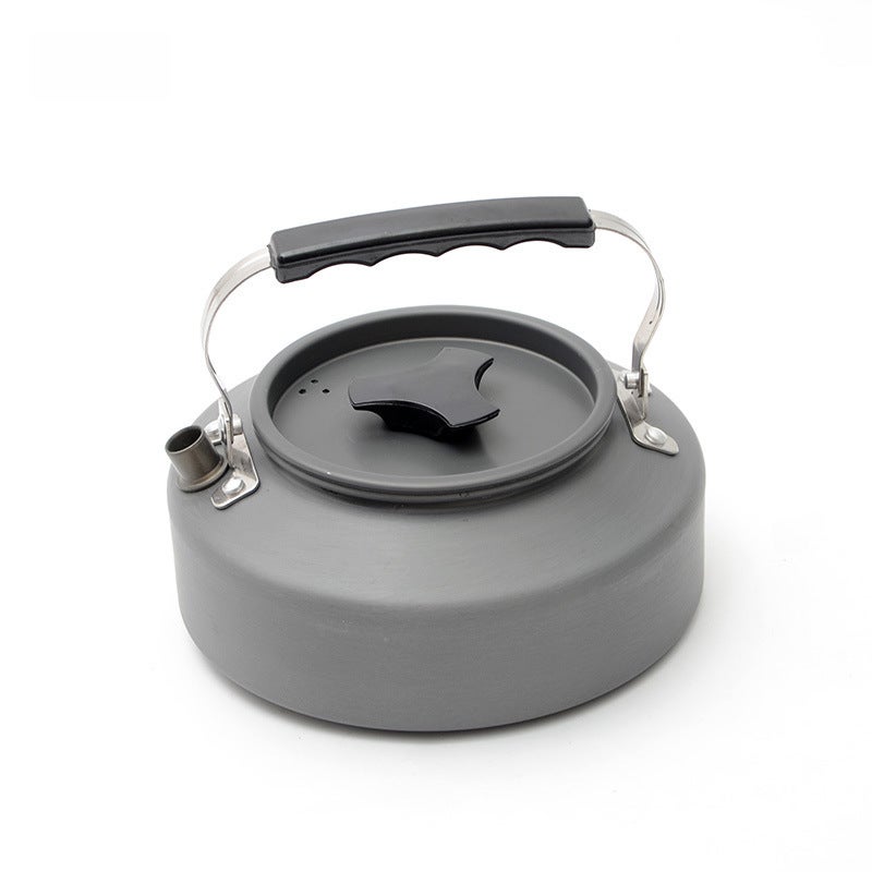 1.1L outdoor portable coffee pot camping teapot kettle mountaineering camping picnic aluminum pot hanging pot whole(Black) - Image 1