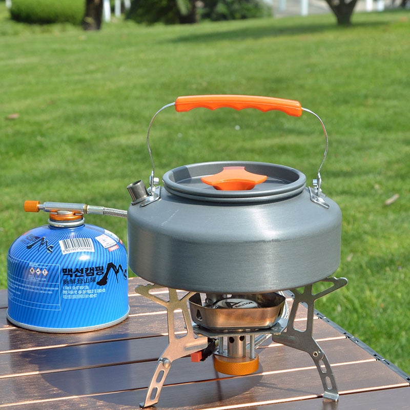 1.1L outdoor portable coffee pot camping teapot kettle mountaineering camping picnic aluminum pot hanging pot whole(Black) - Image 2