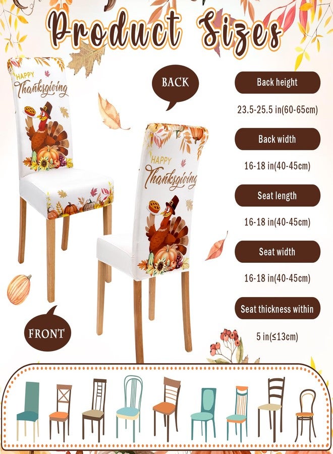 FuWeave ٦ قطع من أغطية كراسي عيد الشكر المصنوعة من خشب القيقب، أغطية كراسي طعام عتيقة الطراز لفصل الخريف، أغطية مقاعد عيد الشكر، أغطية كراسي قابلة للتمدد والإزالة والغسل، مزينة برسومات اليقطين والديك الرومي، مناسبة لحفلات الطعام والمطابخ والمنازل الريفية - Image 2