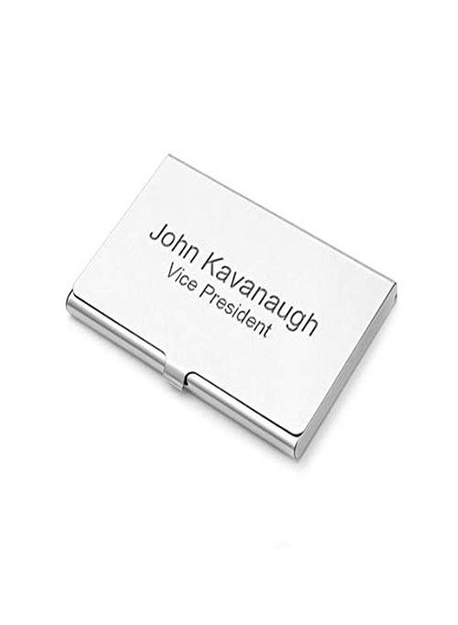Executive Gift Shoppe | Polished Silver Pocket Business Card Holder for Men and Women with Custom Engraving - Image 2