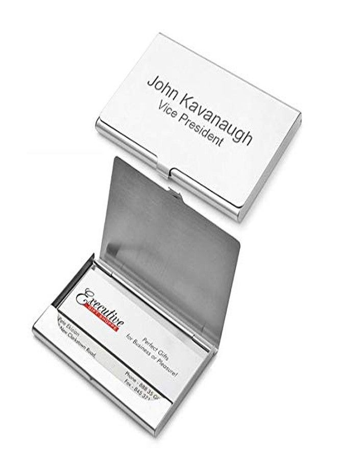 Executive Gift Shoppe | Polished Silver Pocket Business Card Holder for Men and Women with Custom Engraving - Image 1