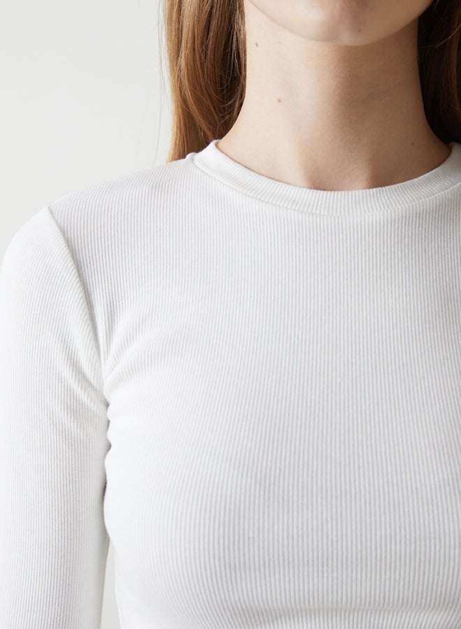 LC WAIKIKI Crew Neck Textured Women's Bodysuit - Image 3