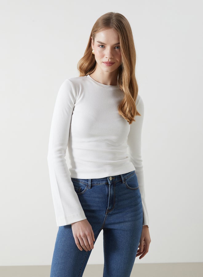 LC WAIKIKI Crew Neck Textured Women's Bodysuit - Image 1