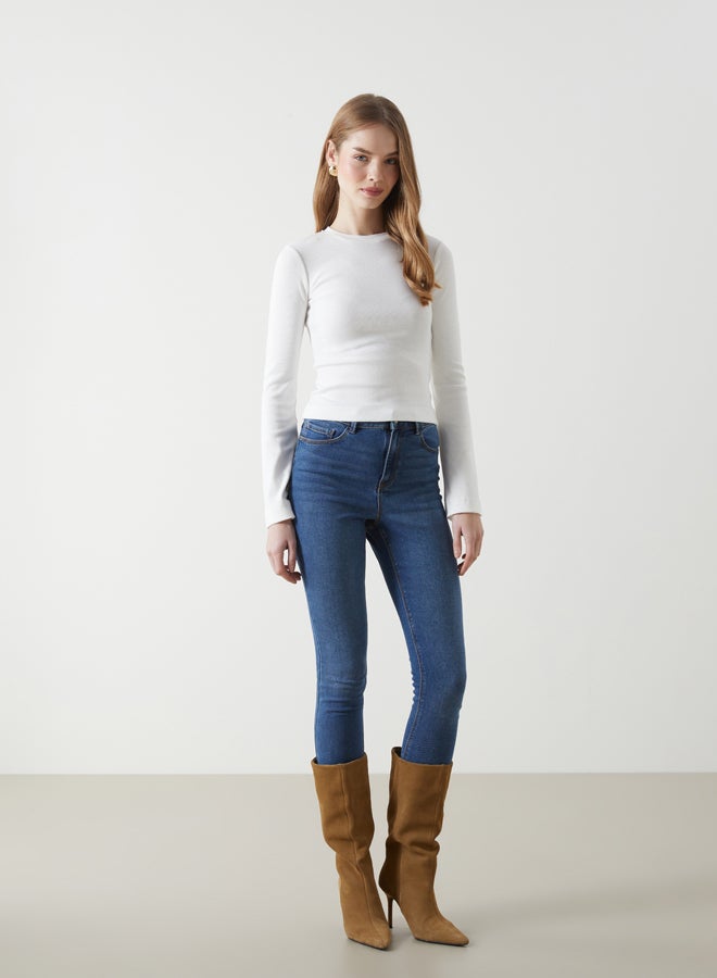 LC WAIKIKI Crew Neck Textured Women's Bodysuit - Image 2