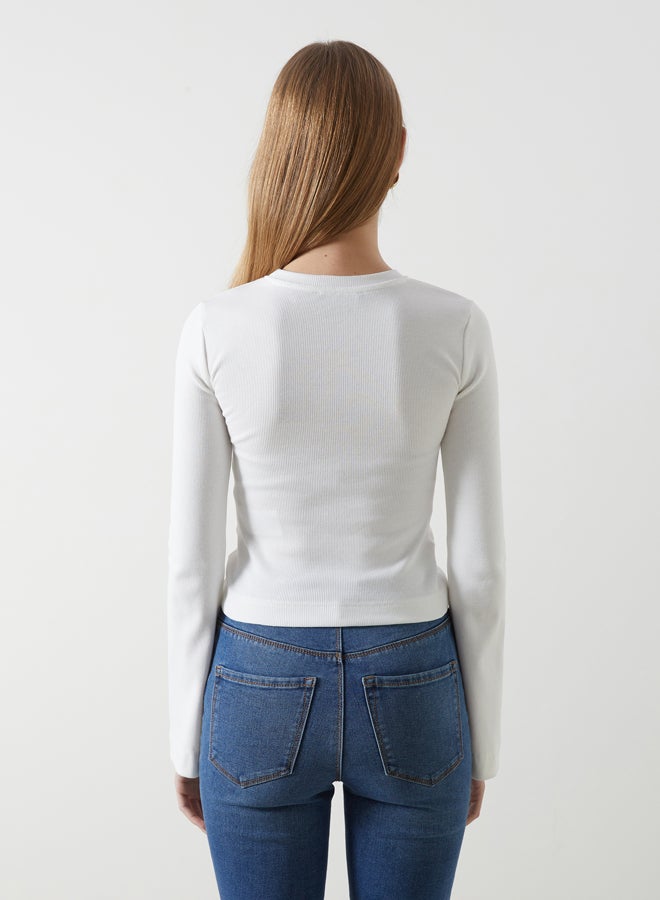 LC WAIKIKI Crew Neck Textured Women's Bodysuit - Image 4