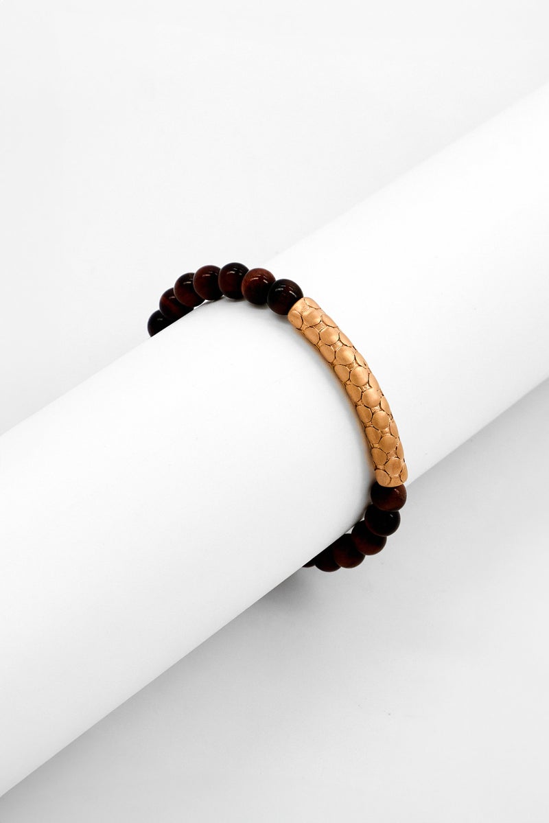 POLICE Men Beaded Fashionable Bracelet, Brown  - Image 1