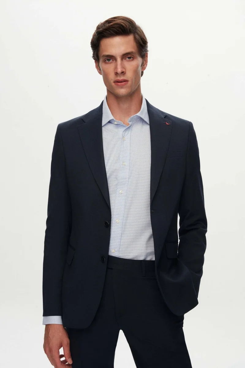 D'S DAMAT Ds Damat Slim Fit Navy Blue Dobby Suit