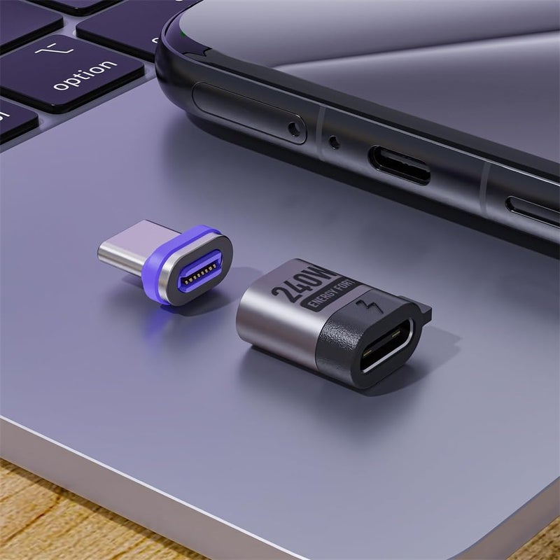 240W USB C Fast Charging Cable, 2-in-1 USB C+USB A Convertible Magnetic PD 3.1 Cable, 480 Mbps Speed, Braided Cord Cable. (1.2M, 1Lightning & 1Micro & 1*Type-C) - Image 2