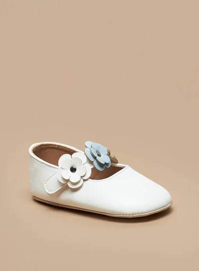 بيرفيت Floral Accent Booties with Hook and Loop Closure
