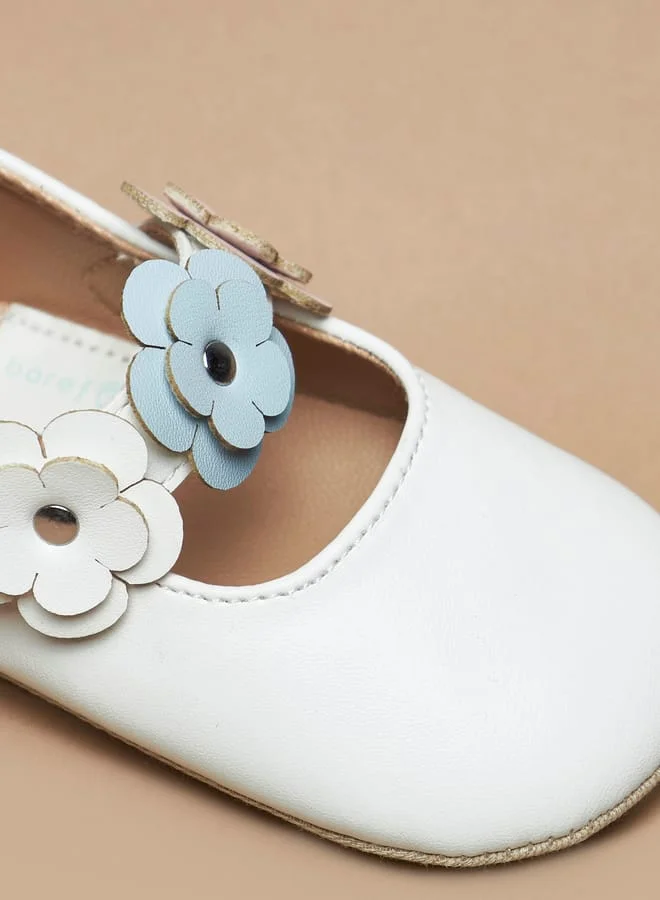 بيرفيت Floral Accent Booties with Hook and Loop Closure
