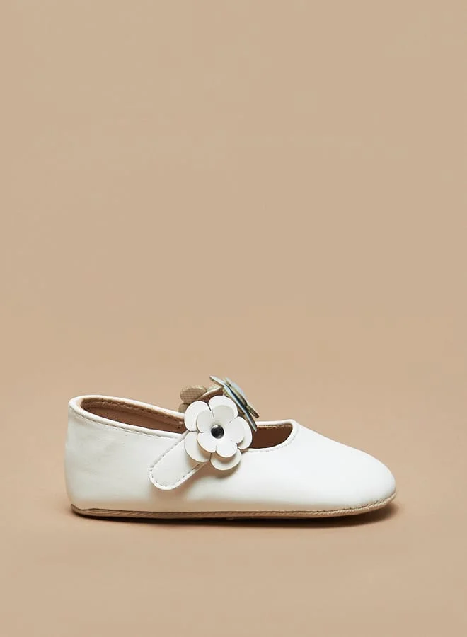بيرفيت Floral Accent Booties with Hook and Loop Closure