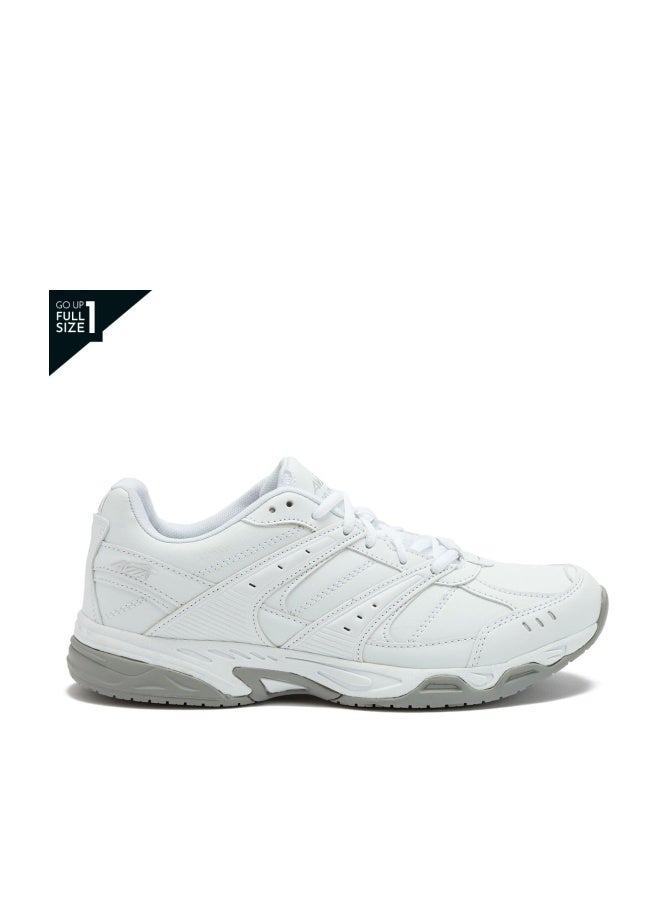 Avia Avi-Union II Non Slip Shoes for Women - Lace Up Comfort Women's Work or Walking Sneakers - White/Chrome Silver, 8 Medium - Image 1