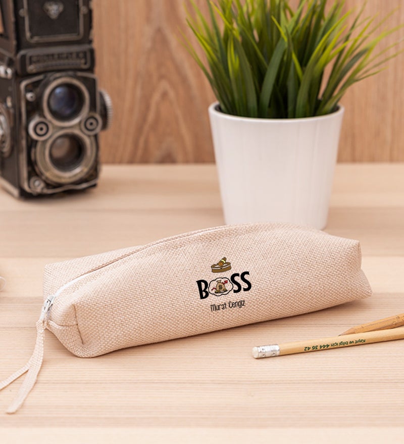 Hediye Dükkanı Gift Shop Personalized Boss Linen Cloth Pencil Holder