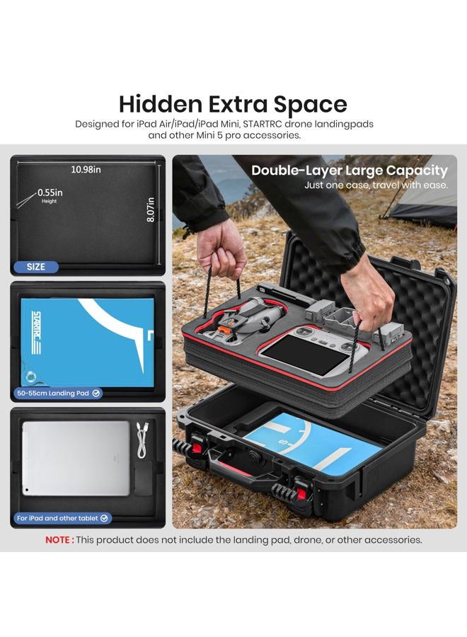 STARTRC Dual Layer Waterproof Hard Carrying Case Dual Layer for DJI Mini 5 Pro/4 Pro/3/3 Pro & Accessories - Compatible with RC-N/RC2 Controllers - Image 3